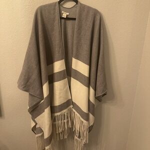 Sundance Poncho Shawl NWOT Wool Blend Gray/Ivory Warm OSFA Heavyweight Boho Fall